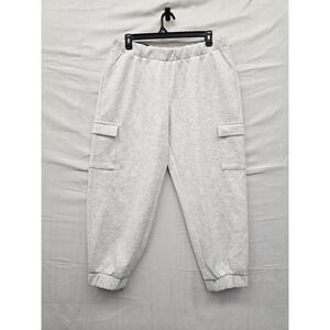 Express Womens Cargo Jogger Pants Grey Polyester Blend Casual Size XL
